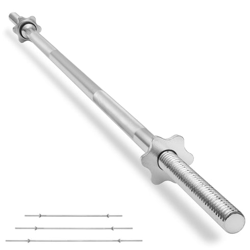 1-in Weightlifting Barbell - Threaded Straight Bar with Star Collars